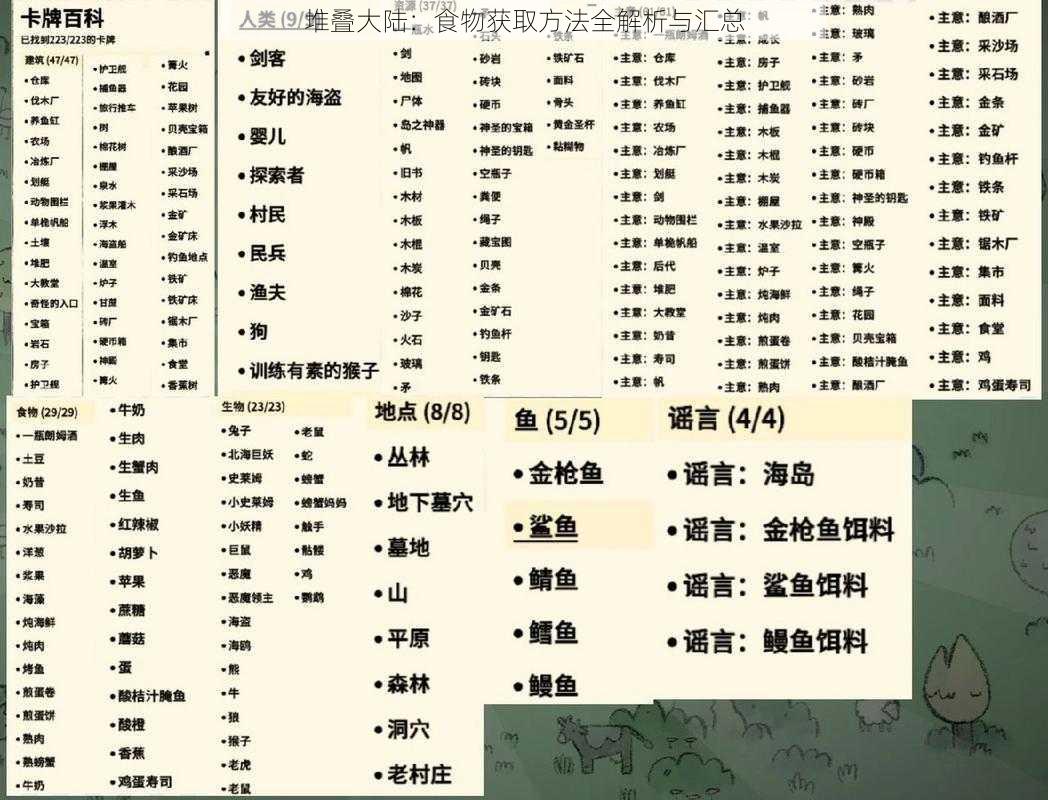 堆叠大陆：食物获取方法全解析与汇总