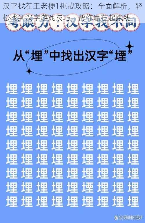 汉字找茬王老梗1挑战攻略：全面解析，轻松找到汉字游戏技巧，帮你赢在起跑线